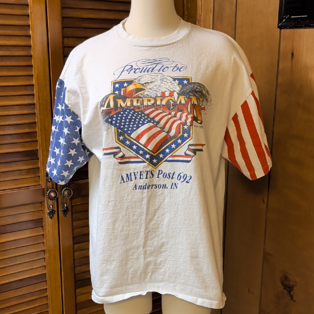 Vintage 1991 Amvets Graphic T-shirt Single Stitch
